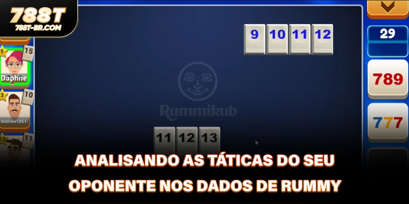 Analisando as táticas do seu oponente nos dados de rummy 